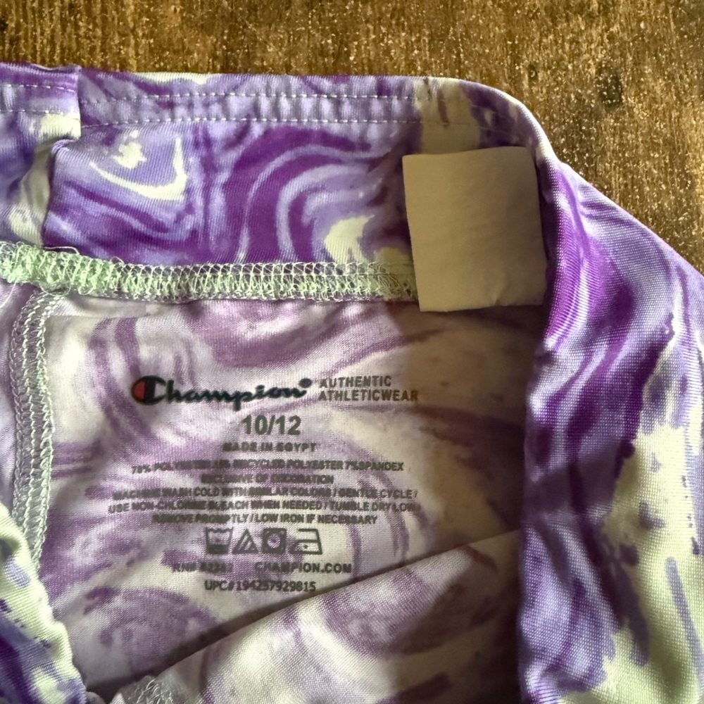 Champion Girls Purple Swirl Stretch Active Leggings 10/12 - Picture 5 of 6